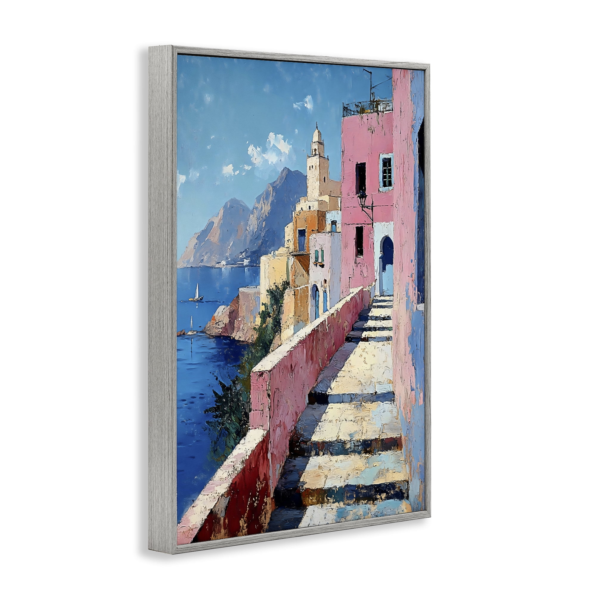 Stupell Industries Coastal Village's Sunlit Pathway Gray Framed Giclee Art, design by Creative Studio