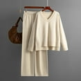 thumbnail image 3 of Scyoekwg Two Piece Sets Women Clothing Sweatsuit Fall Outfits Long Sleeve Tops Wide Leg Pants Fashion Casual Matching Outfits Two Piece Set Tracksuit (Beige,Free Size), 3 of 7