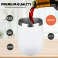 thumbnail image 3 of 12oz Wine Tumbler with lid, Stainless Steel Travel Mugs, Double Wall Vacuum Insulated Stemless Wine Glass Tumbler Cup, Coffee Mug for Cold Hot Drinks, 3 of 6