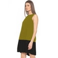 thumbnail image 2 of eloria Women's Georgette Boat Neck Pleated Sleevless Tunic Casual Midi Dress, Color : Olive Green | Size : XS, 2 of 5