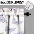 thumbnail image 5 of Butterflies and Purple Hydrangeas 3-Piece Kitchen Curtains Set Kitchen Curtains Sets with Valance for Windows Rod Pocket Machine Washable Kitchen Decor Decorations (54"x18"+2x27.5"x24"), 5 of 6