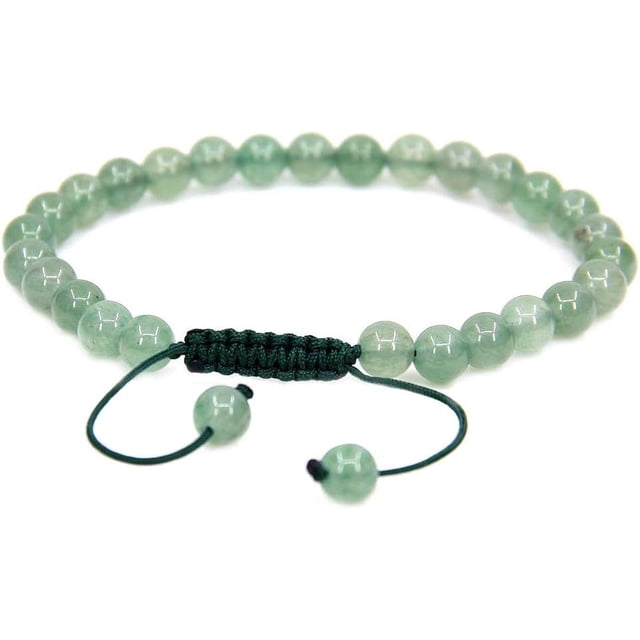 Bracelet Ajustable Unisexe en Perles Rondes de 6 mm en Aventurine Verte Naturelle
