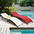 thumbnail image 3 of Patiojoy 2PCS Outdoor Patio Rattan Wicker Lounge Chair Chaise Folding W/Cushions Red, 3 of 10