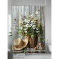 thumbnail image 5 of Fsddascl Spring Floral Shower Curtain Set - Standard 72" x 72" Washable Bathtub Curtain with 12 Hooks, Summer Flower Pastoral Watercolor Bee Waterproof Fabric Stall Shower Curtains for Bathroom, 5 of 6