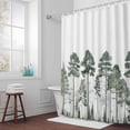 thumbnail image 5 of Pine Forest Fabric Shower Curtain Watercolor Green Washable Shower Curtains for Bathroom, Waterproof Bath Curtain with Hooks Home Decor 72x72in, 5 of 8