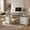 White, variant on 67" Modern L Shaped Desk with Storage Cabinet & Drawers, Wood Home Office Desk with Power Outlets, Fluted Computer Writing Desk, Oak