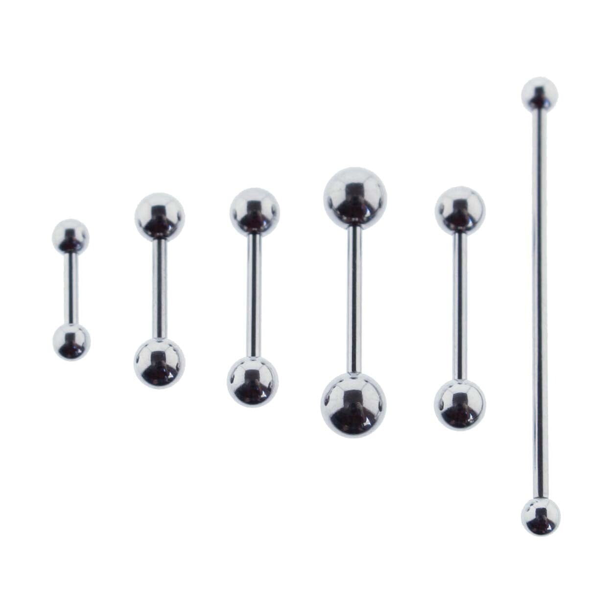 Piercing Jewelry Tongue Rod Barbell 1,6mm Black with One 4mm Zirconia Ball