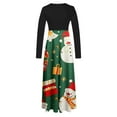 thumbnail image 4 of WXLWZYWL Women's Christmas Dresses Casual Vintage Print Round Neck Long Sleeve Dress Outs Fall Winter Dresses Loose Maxi Dresses, 4 of 5