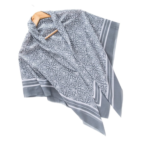 Flower Print Hijab Laser Cut Edge Headscarf Premium Cotton Voile Soft Fashion Square Scarf