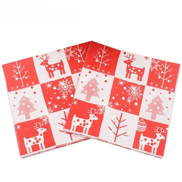 Agiferg Color Printed Napkins Christmas Snowman Napkins Christmas Decoration Paper