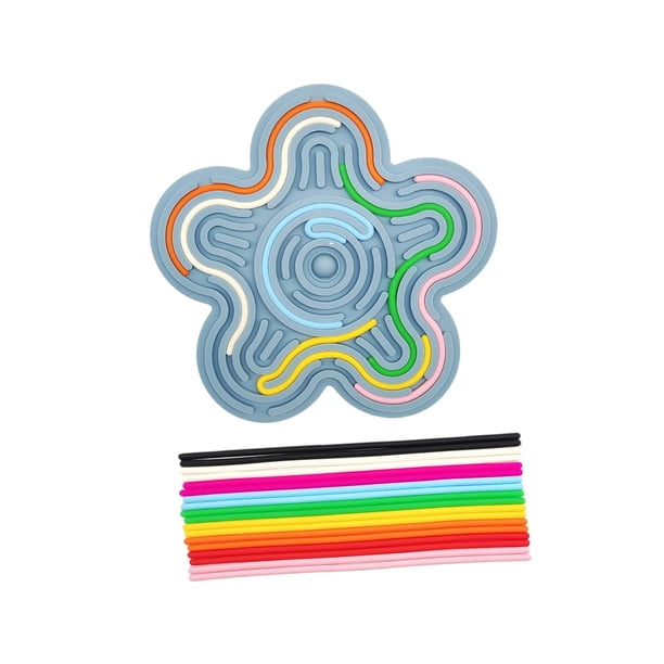 Tablero de actividades sensoriales, tablero de actividades para niños, tablero sensorial de silicona con diseño de flores, juguete de viaje para avión Flores azules