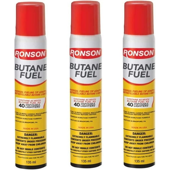 Ronson 135 mL ButaneFuel with Universal Tip (3 Pack)