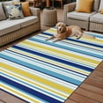 thumbnail image 2 of Fsddascl Blue Yellow Striped Outdoor Rug for Patio/Deck/Porch, Non-Slip Large Area Rug 6 x 9 Ft, Farmhouse Navy Blue Ombre Stripes Indoor Outdoor Rugs Washable Area Rugs, Camping Rug Carpet, 2 of 5