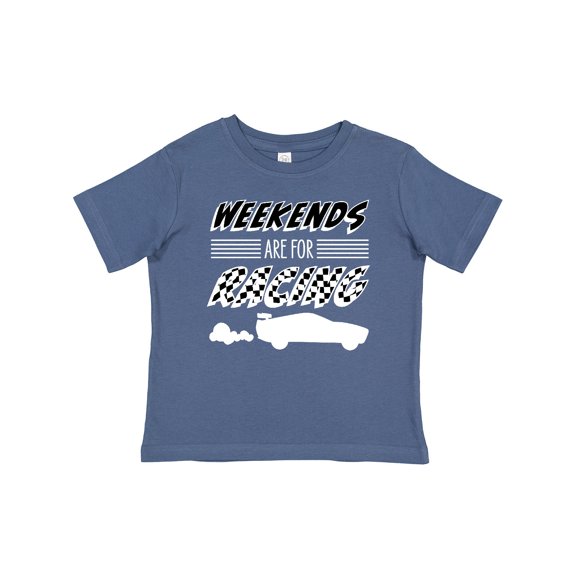 Inktastic Weekends Are for Racing Race Car Silhouette and Racing Flag Boys or Girls Baby T-Shirt