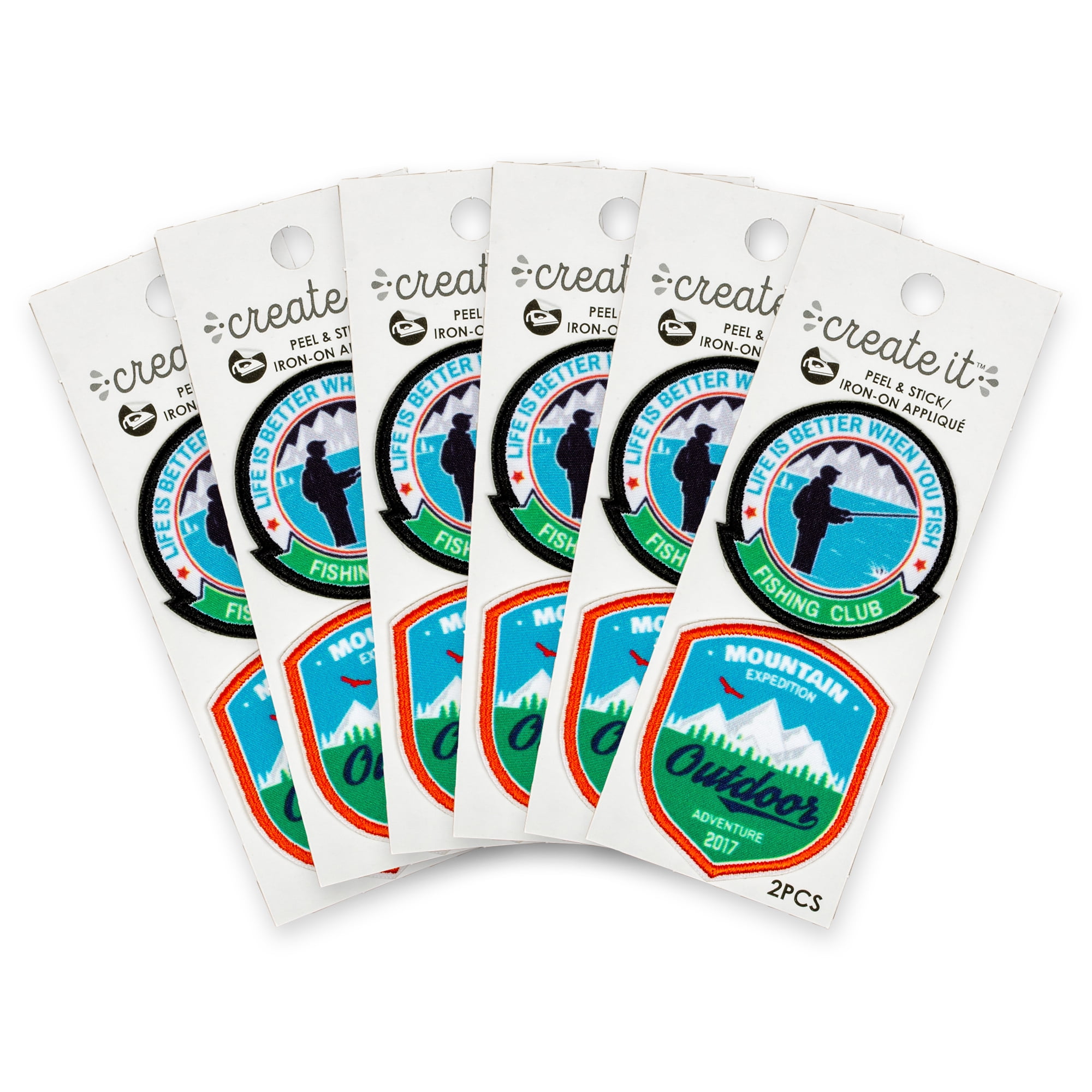 Create It Small Adventure Applique – Peel & Stick or Iron-on: Multicolor 1.75in Tall, 12 Pieces