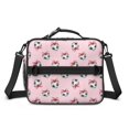 thumbnail image 2 of Football and Bow Pink Pattern Insulated Lunch Bag with Shoulder Strap and Bottle Holder,Bento School Lunch Bag Box,11x9.5x3.5 Inches, 2 of 5