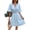 Light Blue, variant on Women's Cutout V Neck Flounce Sleeve Mini Dress 100% Polyester Lined Elegant Party Ready Day to Night Everyday Chic