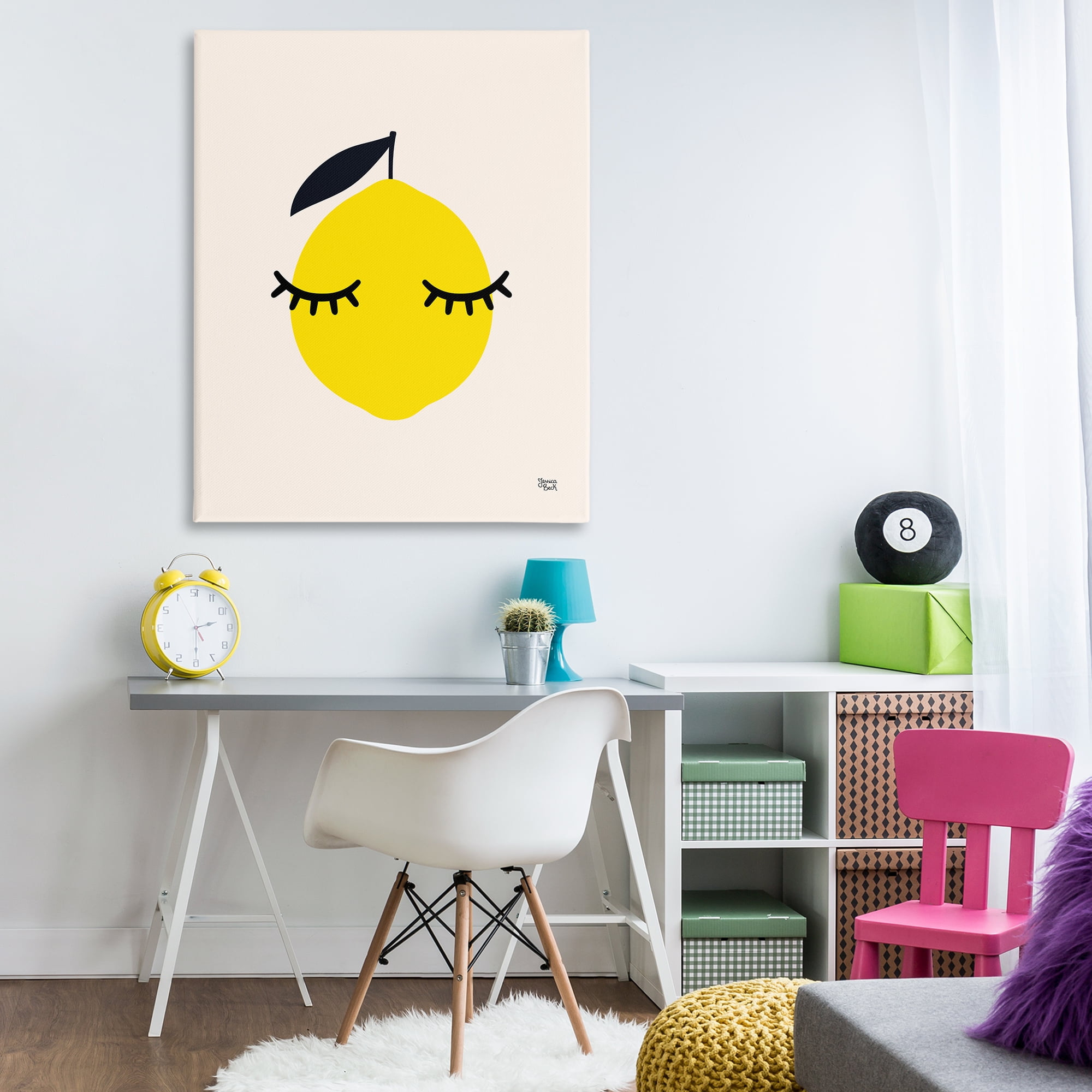 Stupell Industries Lemon with Eyelashes Food & Beverage Painting Wrapped Canvas Art Print Wall Art, 36 x 48