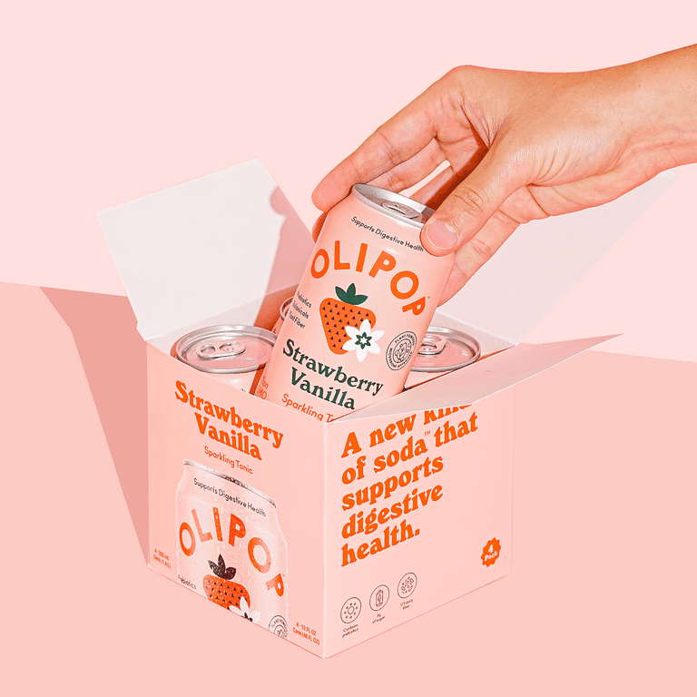 OLIPOP Healthy Prebiotic Soda, Strawberry Vanilla Flavor