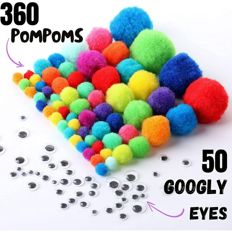 Mr. Pen- Pom Poms, 250 1 Inch Pom Poms & 50 Googly Eyes, Pompoms