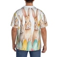 thumbnail image 3 of Balery Happy Easter Camisa Casual de Manga Corta con Botones para Hombre, Texturizada, Estilo Cubano, para Playa, Verano-Small, 3 of 5