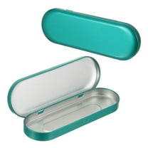 2pcs Metal Hinged Tins Box, 6.9x2.4x0.7 Inch Rectangular Empty Tin Box Portable Pencil Containers for Pen Makeup Brushes Home Organizers, Green