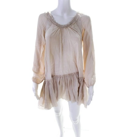 

Pre-owned|Rebecca Taylor Womens Silk Long Sleeve Spotted Ivory White Day Dress Size 0
