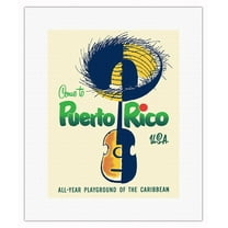 Come To Puerto Rico U.S.A. - All Year Playground of the Caribbean - Vintage Travel Poster c.1950s - Fine Art Rolled Canvas Print 11in x 14in