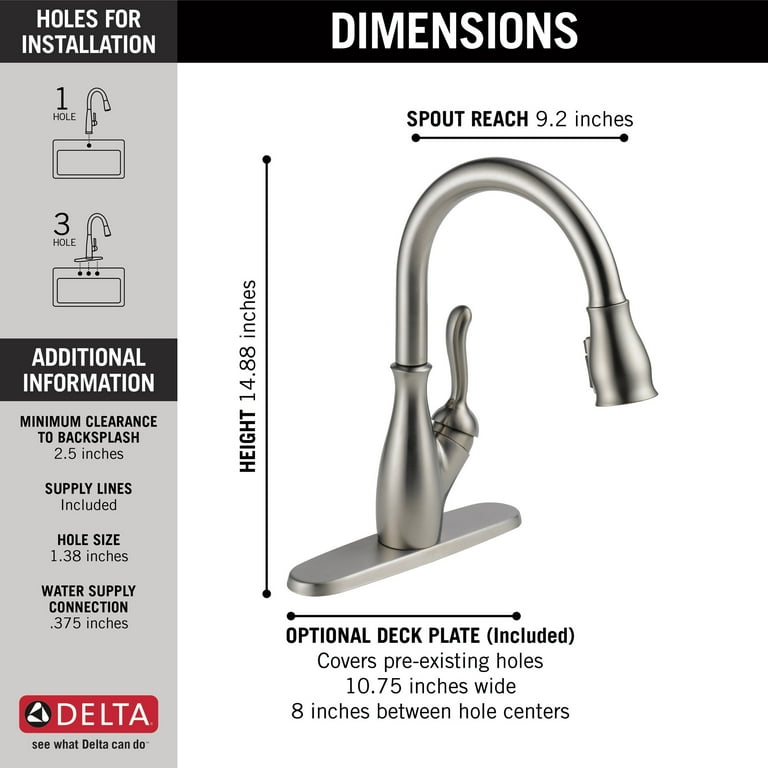 Delta Leland Single Handle Pull-Down Kitchen Faucet, 9178-DST