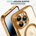 thumbnail image 4 of iPhone 14 Pro Max Case Magnetic Plating [Support Magsafe Charger] Wireless Anti-Skid Edge Shockproof Electroplate Four Corner Cushion Durable Full Body Protection Cover-Gold, 4 of 13