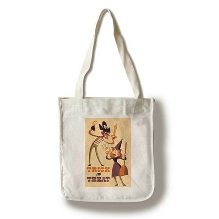 Halloween Tote Bag Trick or Treat - Mom & Dad - Retro Halloween - Lantern Press Artwork (100% Cotton Tote Bag - Reusable) ()