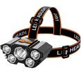 thumbnail image 3 of LED Headlamps 5 LED Headlight Adjustable Bright LED Work Headlight 1200mAh USB Rechargeable Headlamps IPX3 Waterproof He, 3 of 6