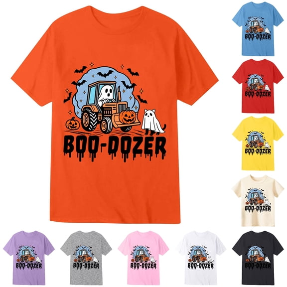 FYDUU Halloween Shirt for Kids Toddler Boys Halloween T-Shirt Short Sleeve Crewneck Tee Shirts Children's T Shirts Holiday Party Tops 4-5 Years