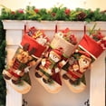 thumbnail image 1 of Bolsa de regalo con adornos navideños de seda verde Calcetines navideños con patrón de muñeco de nieve anciano Calcetines navideños tridimensionales, 1 of 5