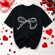 thumbnail image 5 of Primavera Top Mujeres Moda Casual Nueva Cinta de Arco Impresa Cuello Redondo Camiseta de Manga Corta, Camiseta de Cuello Tripulado, 5 of 8