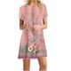 thumbnail image 1 of Puntoco Vestido De Cuello Redondo De Manga Corta Estampado Informal De Moda De Verano Para Mujer Rosa L,Regalos Para Mujer Joven, 1 of 4