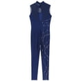 thumbnail image 5 of Alvivi Womens Figure Skating Gymnastics Unitard Sleeveless Rhinestone Mesh Dance Leotard Jumpsuit Navy Blue XL, 5 of 6