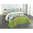 thumbnail image 3 of Ambesonne Zoo Quilted Bedspread Set 3 Pcs, Animal Train Rainbow Funny, Queen Size, Multicolor, 3 of 5