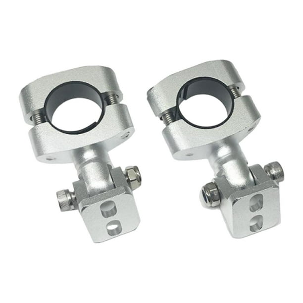 2 soportes giratorios para focos de 22-25 mm, aptos para barras de protección de metal. Plateado