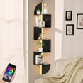 thumbnail image 4 of Corner Shelf 5 Tier Bookshelf with LED Light Corner Shelf Wall Mounted Floating Shelves for Wall Display Stand for Bedroom Living Room Bathroom Home Office Black, 4 of 7