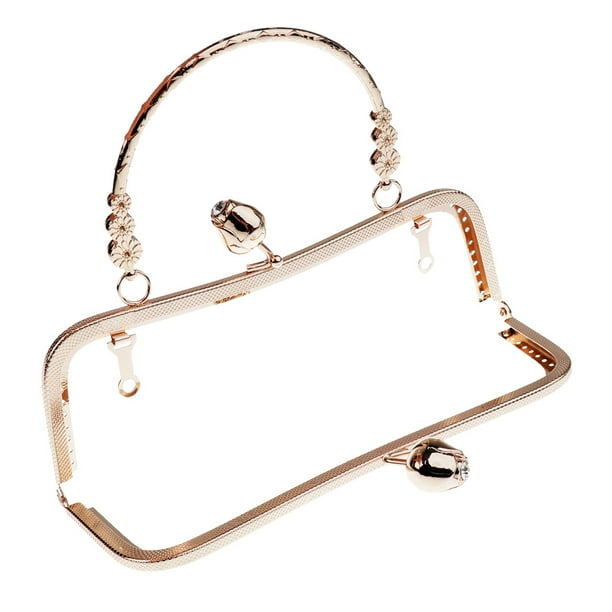 Bolso de metal con Marco beso cerradura y mango artesanía DIY 20cm oro ligero Sunnimix