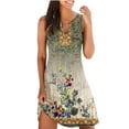 thumbnail image 2 of EGNMCR Robes de Fête pour Femmes Femmes Décontracté Ample Été Robe Débardeur à Imprimé Floral Ajourée Robe de Plage Sans Manches Robes, 2 of 5