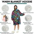 thumbnail image 5 of Wearable Oversized Blanket,Colorful Controllers Games Devices Black Pattern Wearable Blanket Hoodie for Adults,Cozy Hooded Blankets with Super Pockets,Super Warm Fuzzy Pullover for Women & Men, 5 of 6