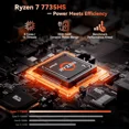 thumbnail image 3 of 17.3" Gaming Laptop with AMD Ryzen 7 7735HS (Beats i7-12650H） Radeon 680M Graphics for Smooth Gaming, 16GB DDR5, 512GB SSD，Fingerprint, Backlit Keyboard (Blavk), 3 of 7