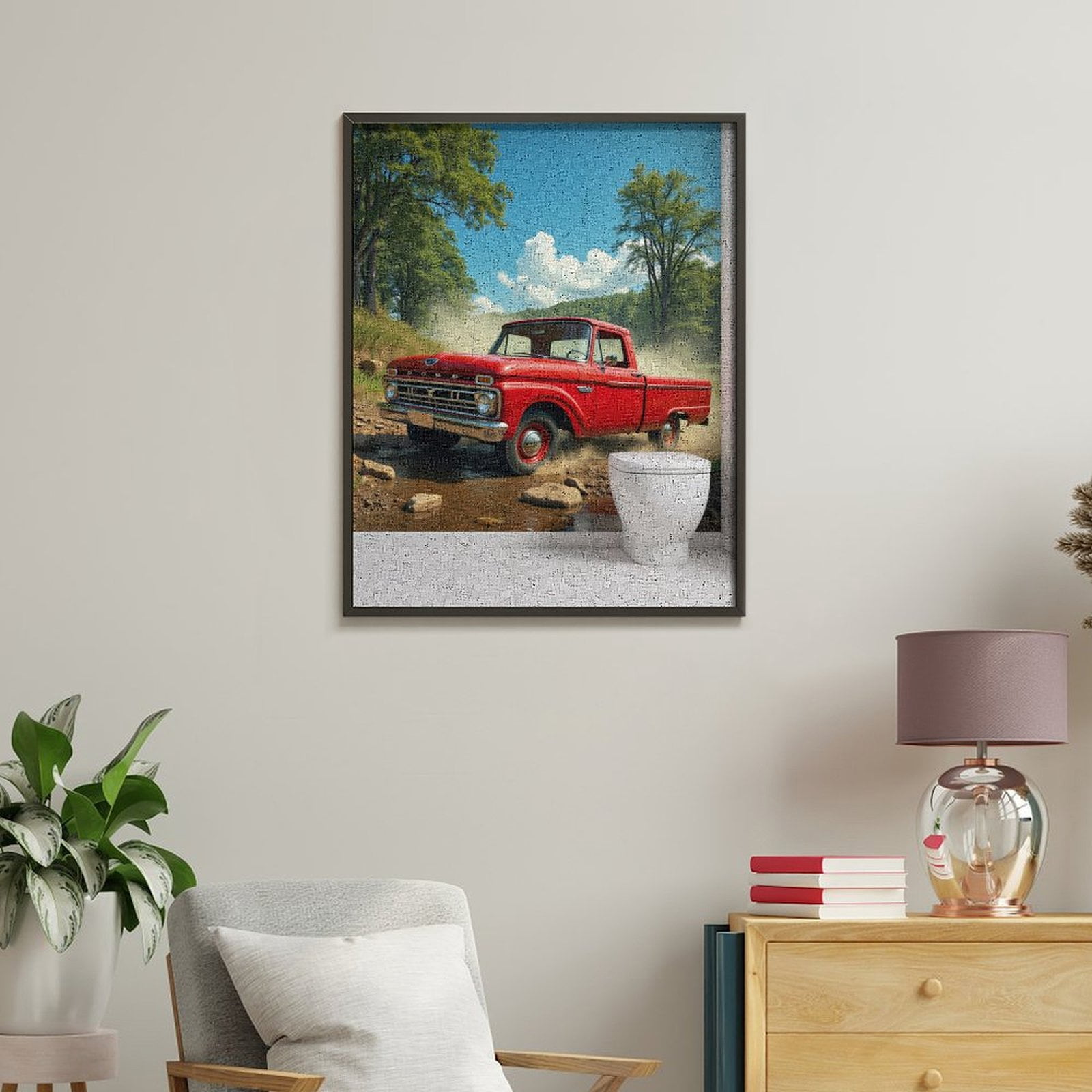 Paint by Numbers Kit for Adults, Red Vintage Truck Nature Backdrop Paint by Numbers, Easy Paint by Numbers Kit for Adults Beginner, DIY Adult Paint by Number Kits on Canvas, Home Decor
