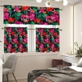 thumbnail image 2 of Hawaiian Hibiscus Kitchen Curtain and Valances Set 3 Pack Farm Short Curtain Sets Living Room Bedroom Office Cafe Home Decoration Accessories Window Treatments Drapes Tiers, 2 of 6