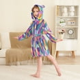 thumbnail image 4 of FORMRS Niños Bathrobe Unisex Hooded Robe Soft Plush Pajamas Sleepwear, Size 7-9T, Colorful Wavy Pattern, 4 of 7