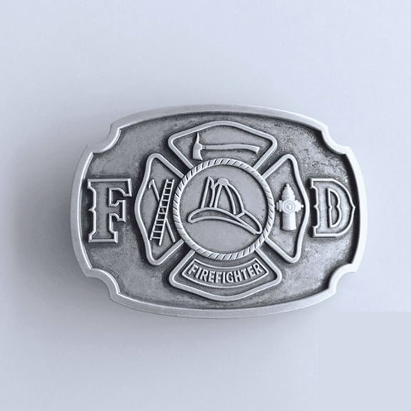 Antique Brushed Silver Firefighter Belt Buckle