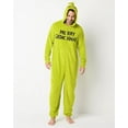 thumbnail image 5 of The Grinch Union Suit Men's Merry Grinchmas Zip Up Plush Hooded One Piece Loungewear, 5 of 5
