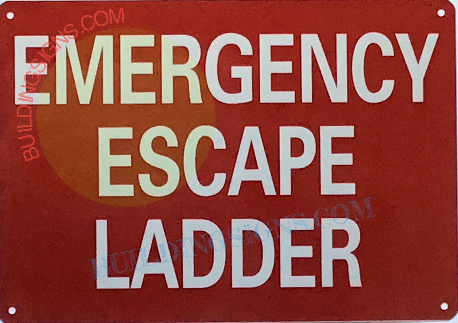 EMERGENCY ESCAPE LADDER SIGN((7x10,RED,ALUMINUM) ref19722